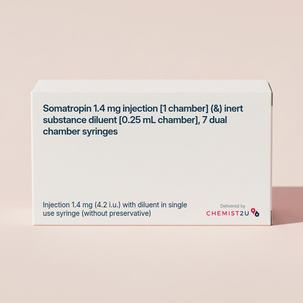 White plastic cylindrical medication container with Chemist2U logo.