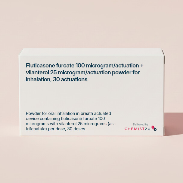 White plastic cylindrical medication container with Chemist2U logo.