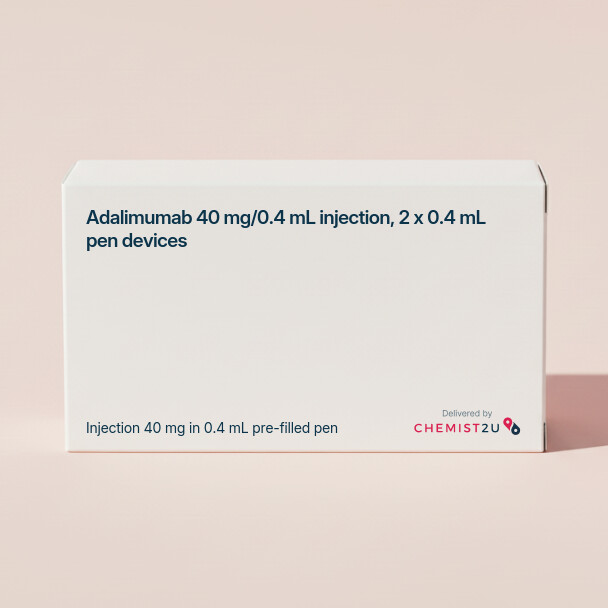 White plastic cylindrical medication container with Chemist2U logo.