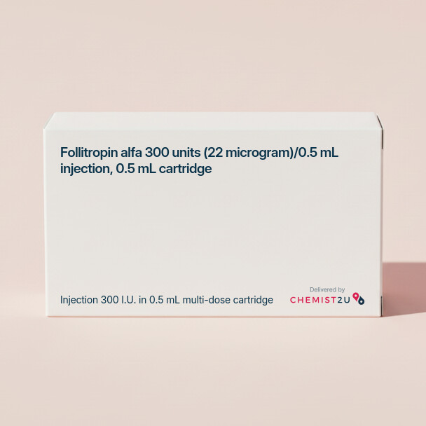 White plastic cylindrical medication container with Chemist2U logo.