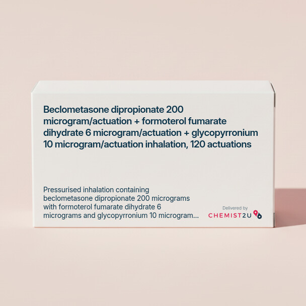 White plastic cylindrical medication container with Chemist2U logo.