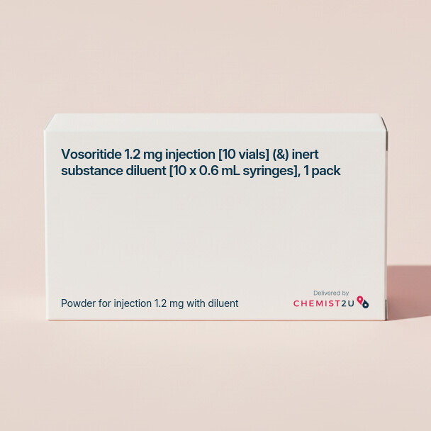 White plastic cylindrical medication container with Chemist2U logo.