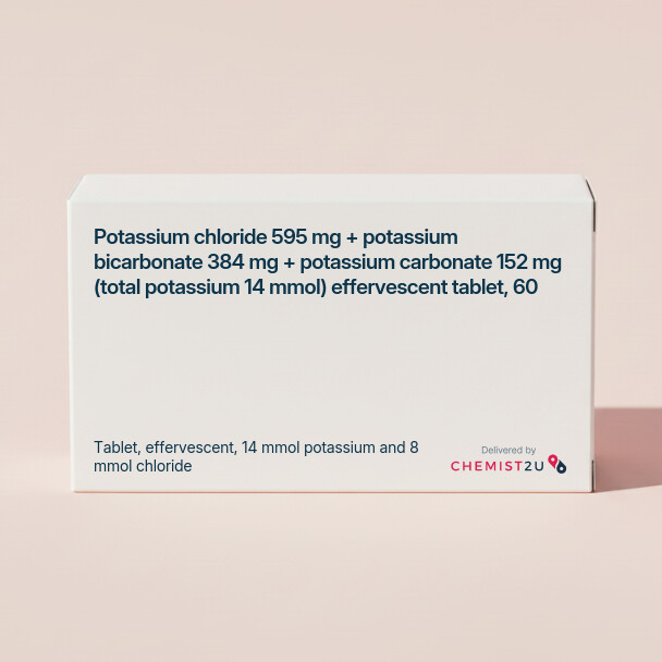 White plastic cylindrical medication container with Chemist2U logo.