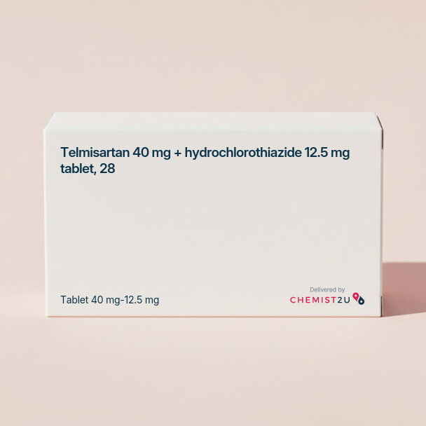 White plastic cylindrical medication container with Chemist2U logo.