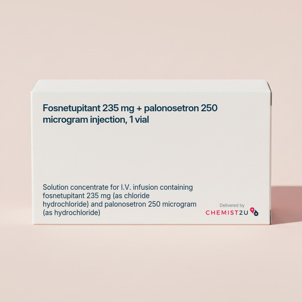 White plastic cylindrical medication container with Chemist2U logo.