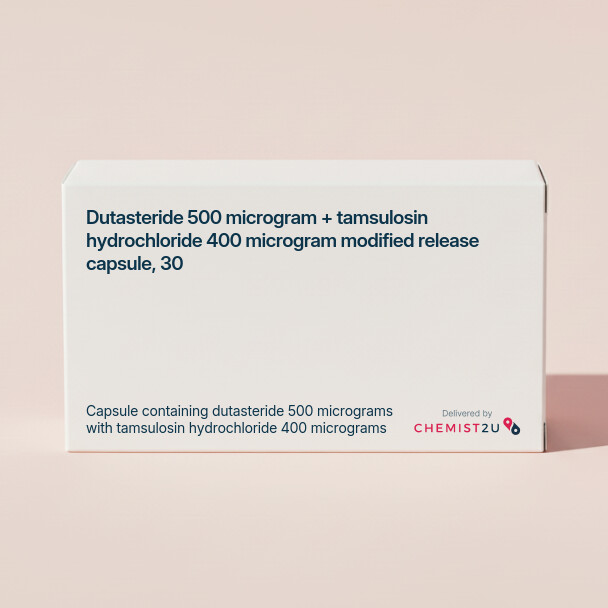 White plastic cylindrical medication container with Chemist2U logo.