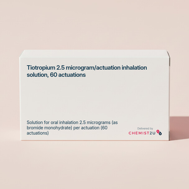 White plastic cylindrical medication container with Chemist2U logo.