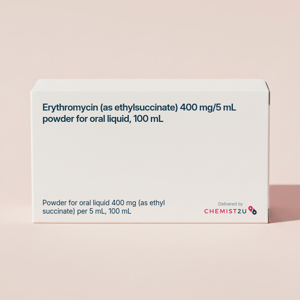 White plastic cylindrical medication container with Chemist2U logo.