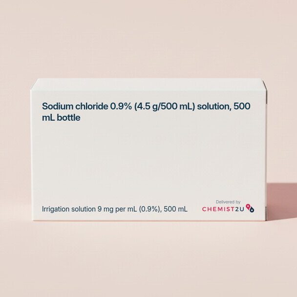 White plastic cylindrical medication container with Chemist2U logo.