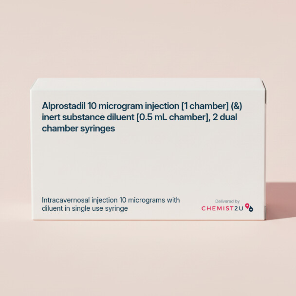 White plastic cylindrical medication container with Chemist2U logo.