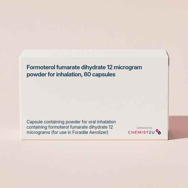 White plastic cylindrical medication container with Chemist2U logo.