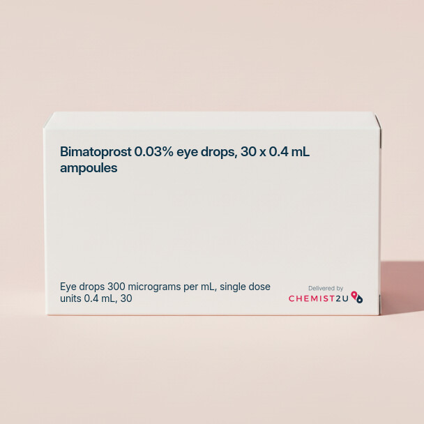 White plastic cylindrical medication container with Chemist2U logo.