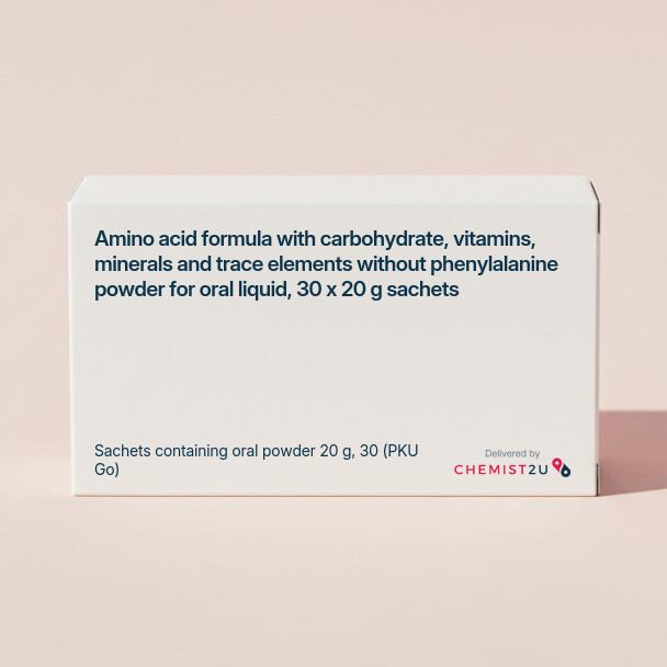 White plastic cylindrical medication container with Chemist2U logo.