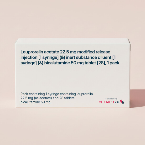 White plastic cylindrical medication container with Chemist2U logo.