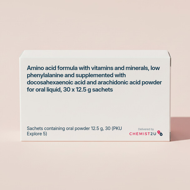 White plastic cylindrical medication container with Chemist2U logo.