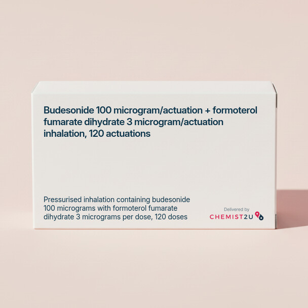 White plastic cylindrical medication container with Chemist2U logo.