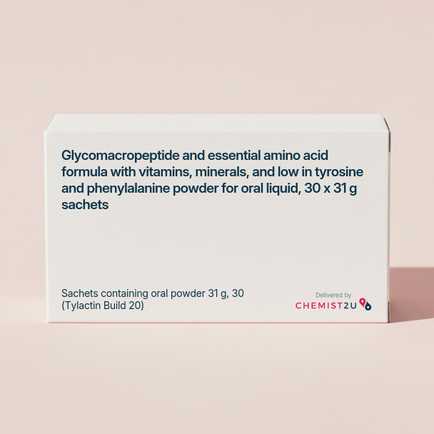 White plastic cylindrical medication container with Chemist2U logo.