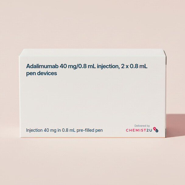 White plastic cylindrical medication container with Chemist2U logo.