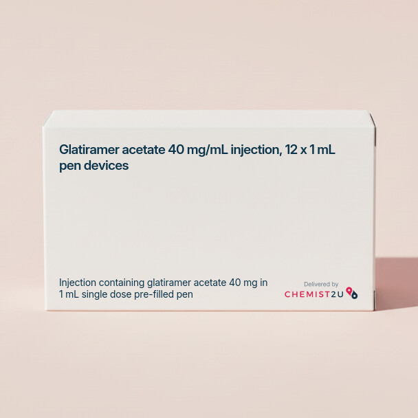 White plastic cylindrical medication container with Chemist2U logo.