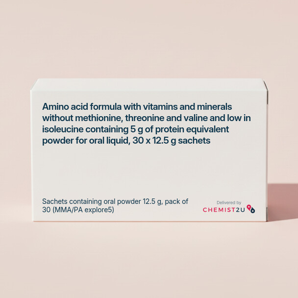 White plastic cylindrical medication container with Chemist2U logo.