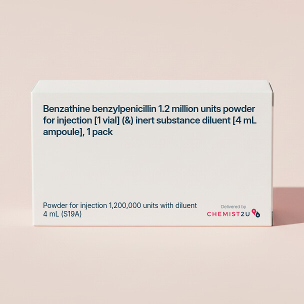 White plastic cylindrical medication container with Chemist2U logo.