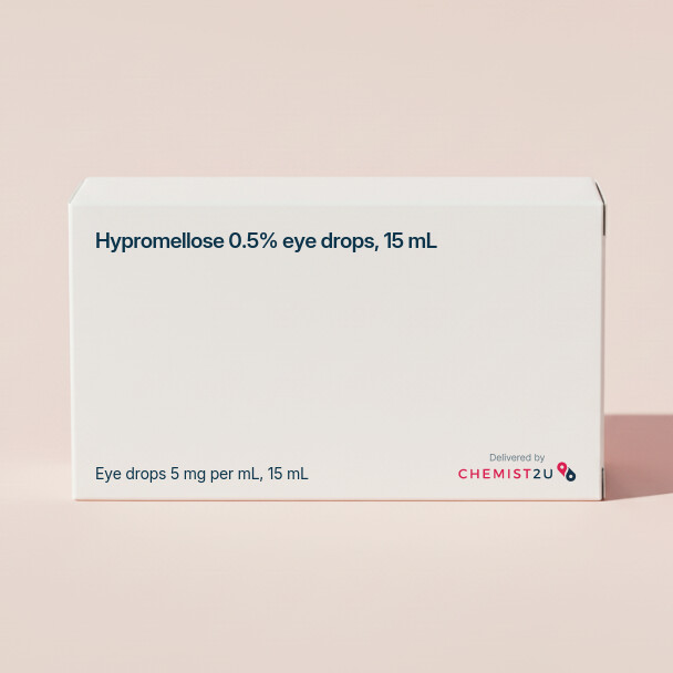 White plastic cylindrical medication container with Chemist2U logo.