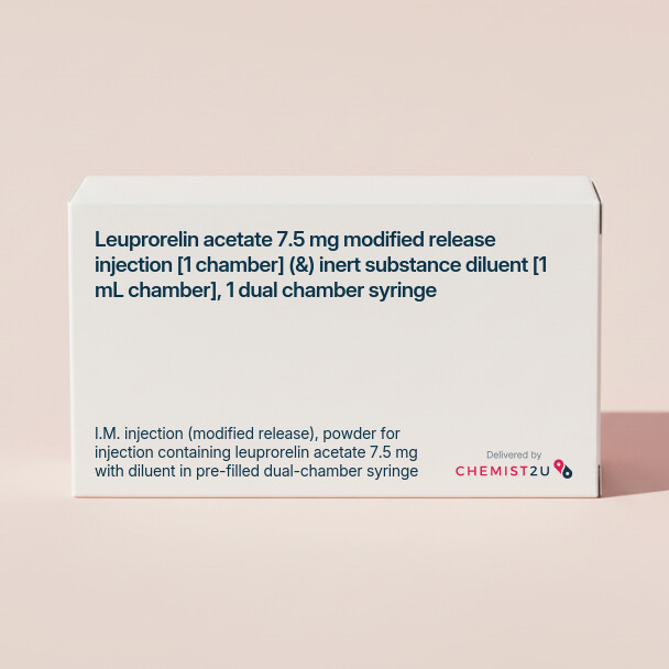 White plastic cylindrical medication container with Chemist2U logo.