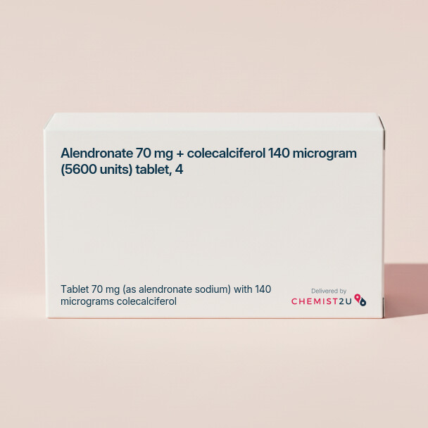 White plastic cylindrical medication container with Chemist2U logo.