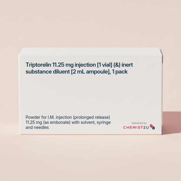 White plastic cylindrical medication container with Chemist2U logo.