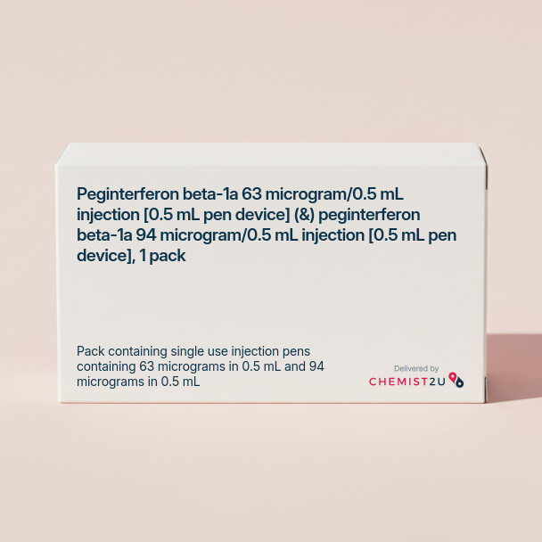 White plastic cylindrical medication container with Chemist2U logo.