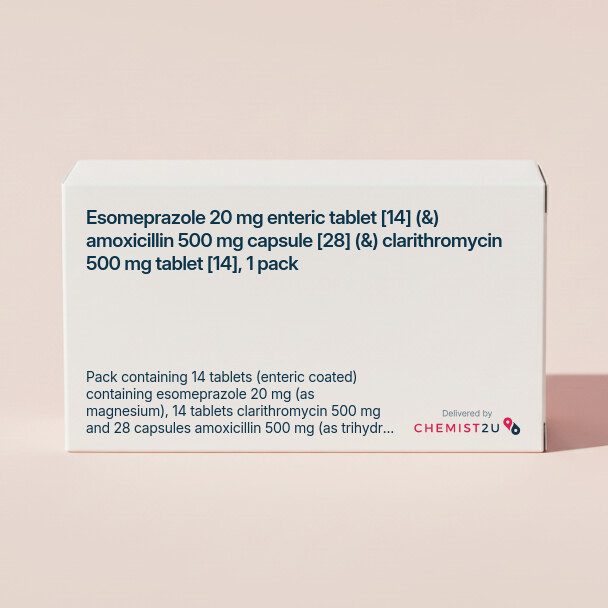 White plastic cylindrical medication container with Chemist2U logo.