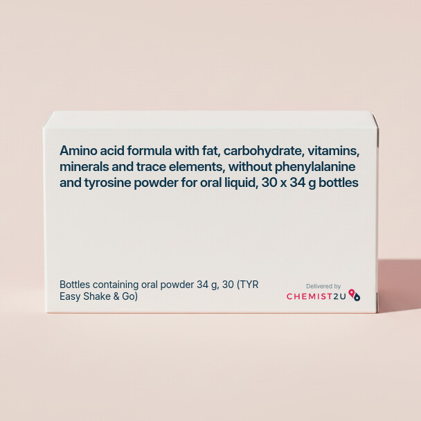 White plastic cylindrical medication container with Chemist2U logo.