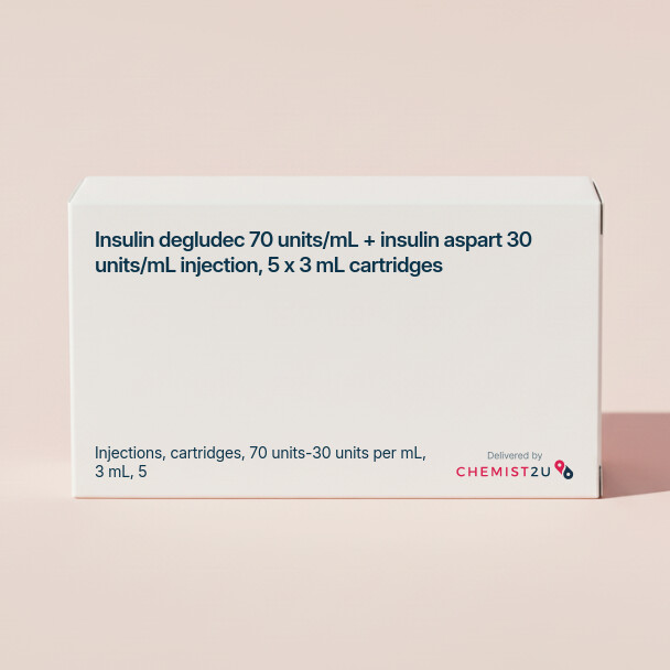 White plastic cylindrical medication container with Chemist2U logo.