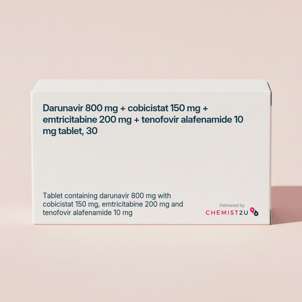 White plastic cylindrical medication container with Chemist2U logo.