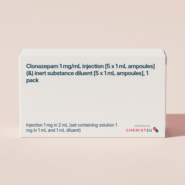 White plastic cylindrical medication container with Chemist2U logo.