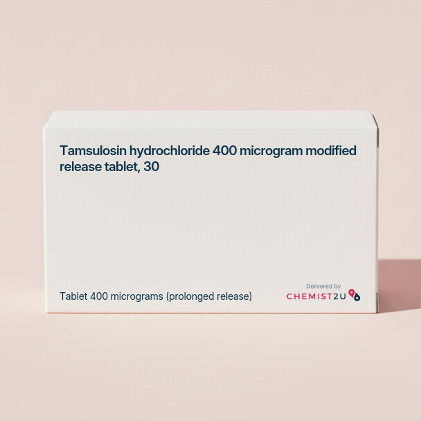 White plastic cylindrical medication container with Chemist2U logo.