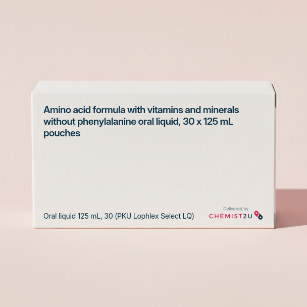 White plastic cylindrical medication container with Chemist2U logo.