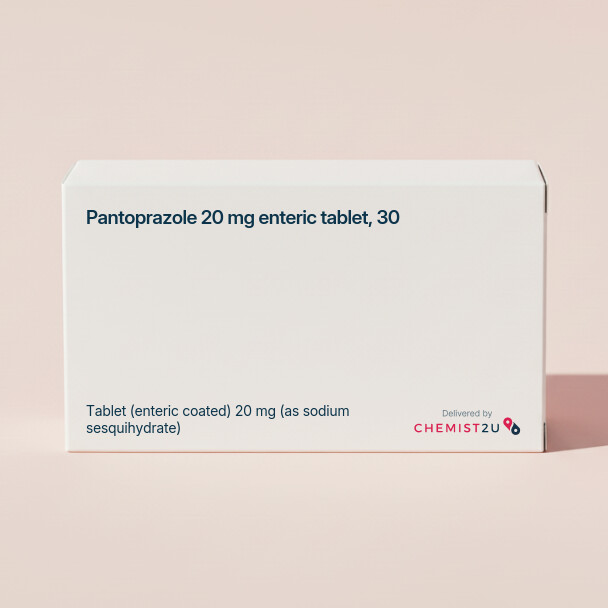 White plastic cylindrical medication container with Chemist2U logo.