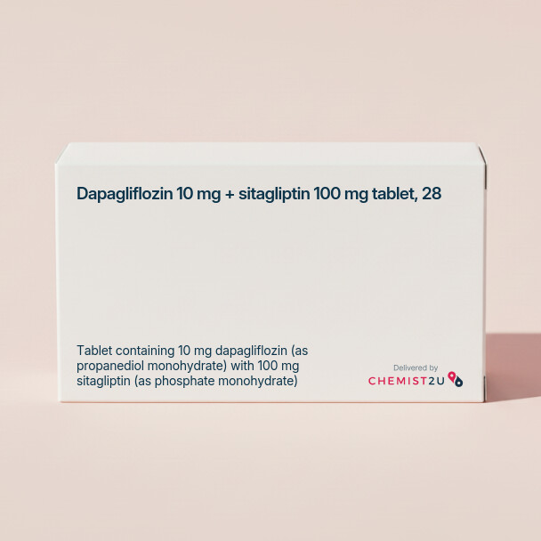 White plastic cylindrical medication container with Chemist2U logo.