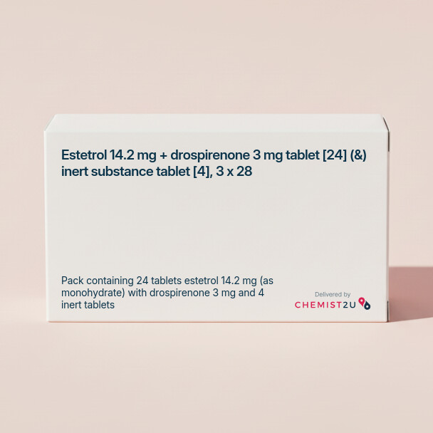 White plastic cylindrical medication container with Chemist2U logo.