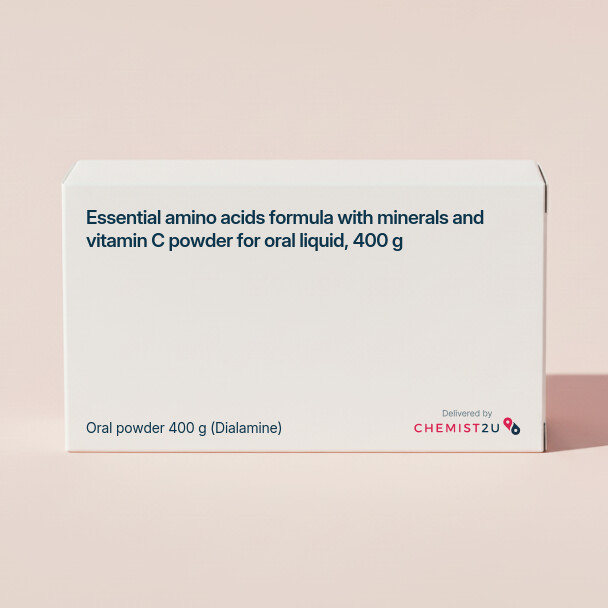 White plastic cylindrical medication container with Chemist2U logo.