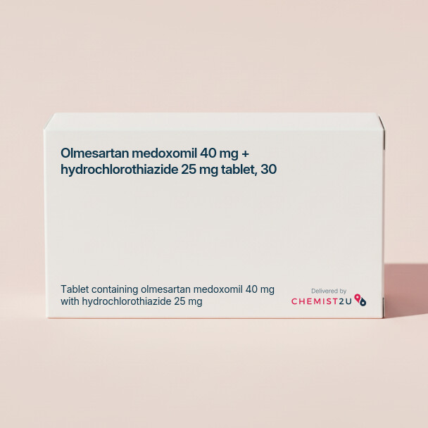 White plastic cylindrical medication container with Chemist2U logo.