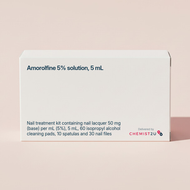 White plastic cylindrical medication container with Chemist2U logo.