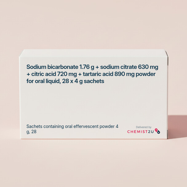 White plastic cylindrical medication container with Chemist2U logo.