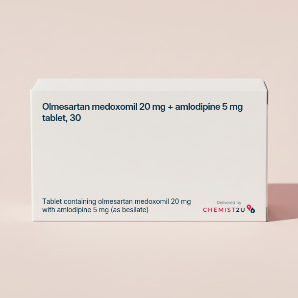 White plastic cylindrical medication container with Chemist2U logo.