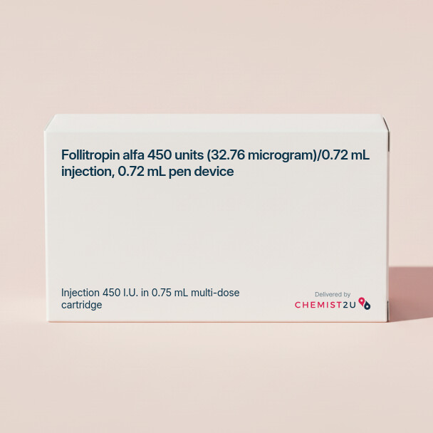 White plastic cylindrical medication container with Chemist2U logo.