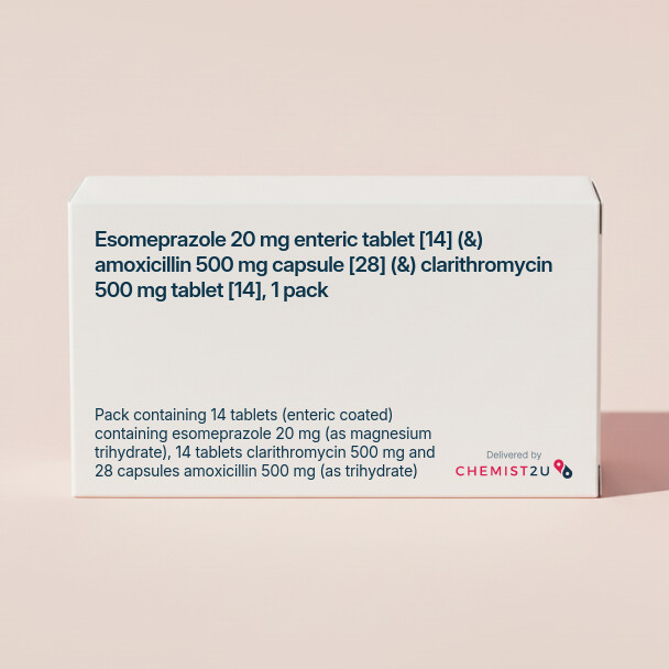 White plastic cylindrical medication container with Chemist2U logo.