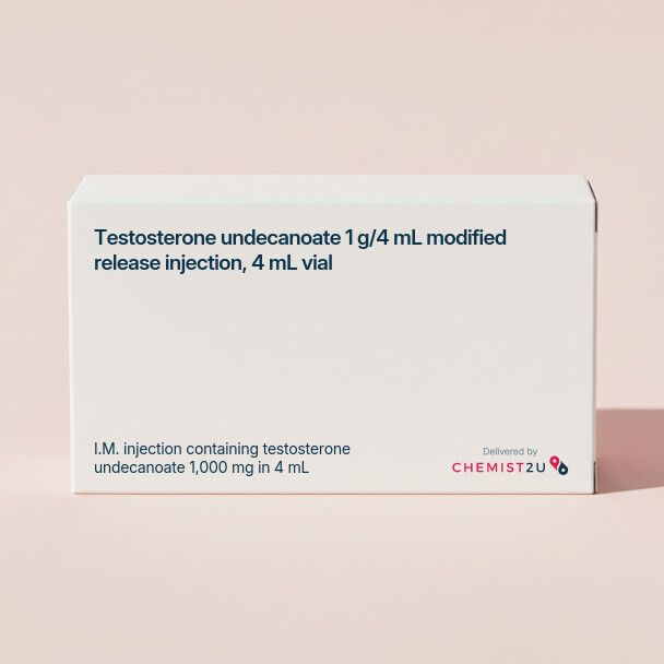 White plastic cylindrical medication container with Chemist2U logo.