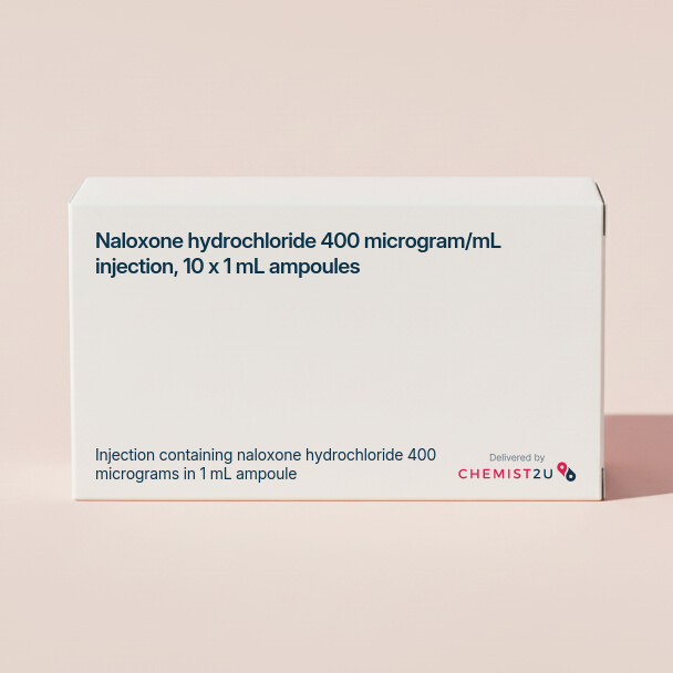 White plastic cylindrical medication container with Chemist2U logo.