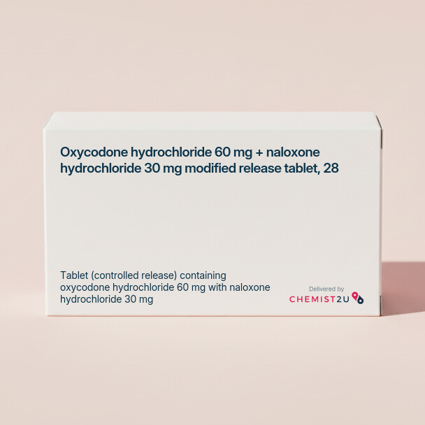 White plastic cylindrical medication container with Chemist2U logo.